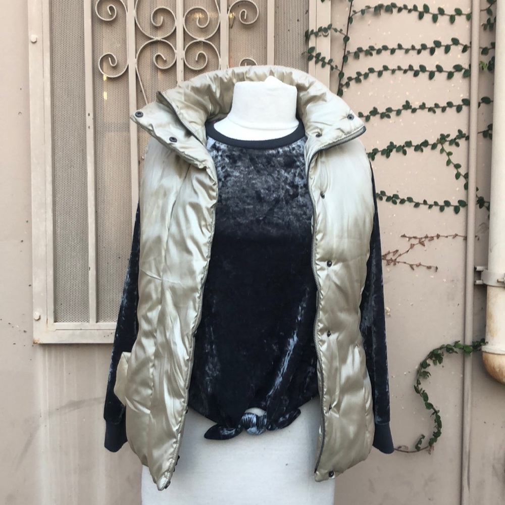 Metallic champagne puffed vest